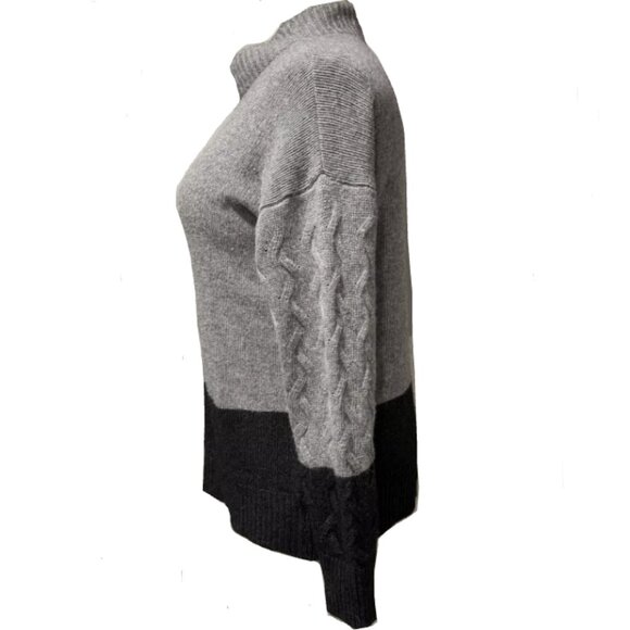 Brand New Women's Bartolini Wool Cashmere Blend 2-Tone Mock Neck Sweater - Picture 3 of 11